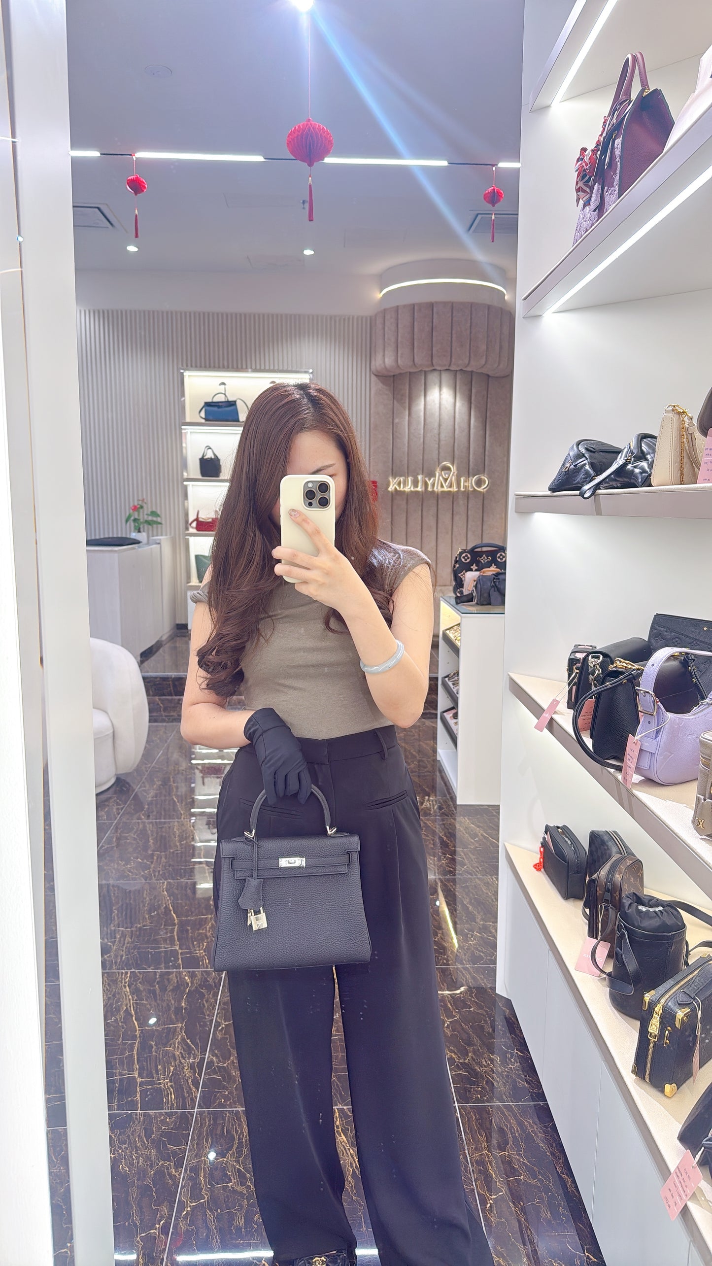 Hermes Kelly 25 Togo in Noir PHW