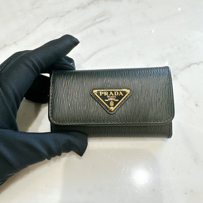 Prada Leather Key Case In Black