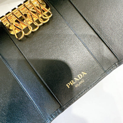 Prada Leather Key Case In Black