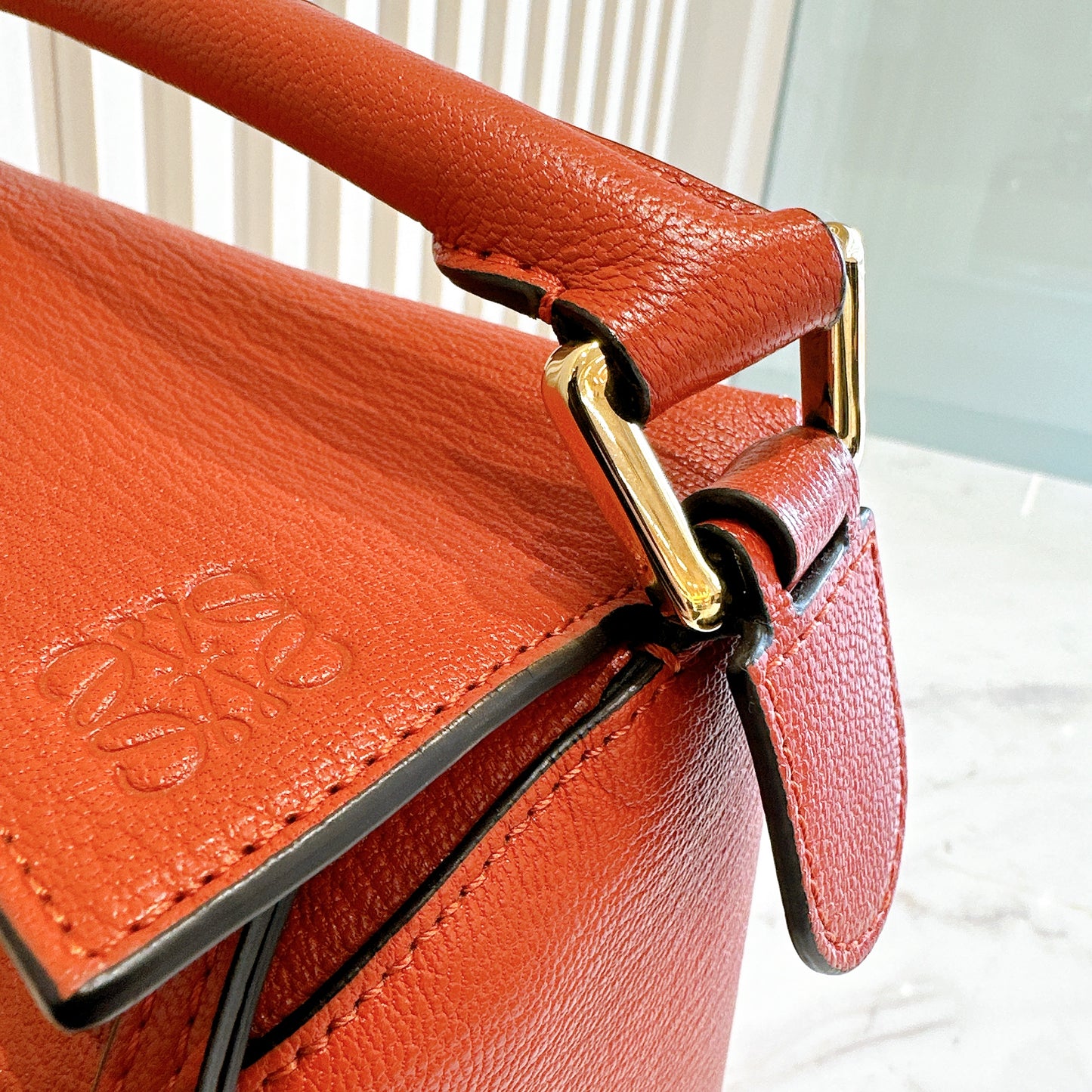 Loewe Small Puzzle in Orange Red