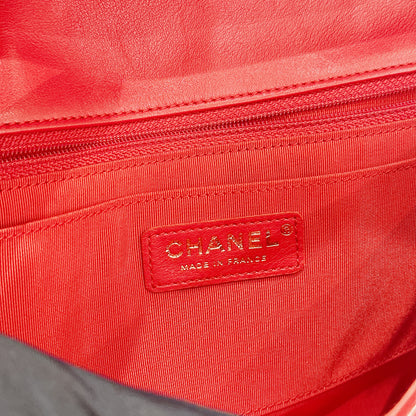 Chanel Red Chevron Leather Flap Handbag