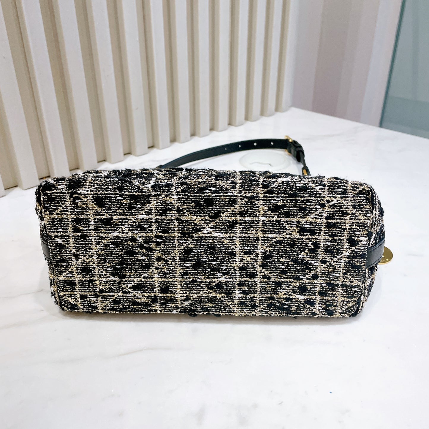 Dior Diorstar Hobo Bag In Black Tweed Cannage Motif
