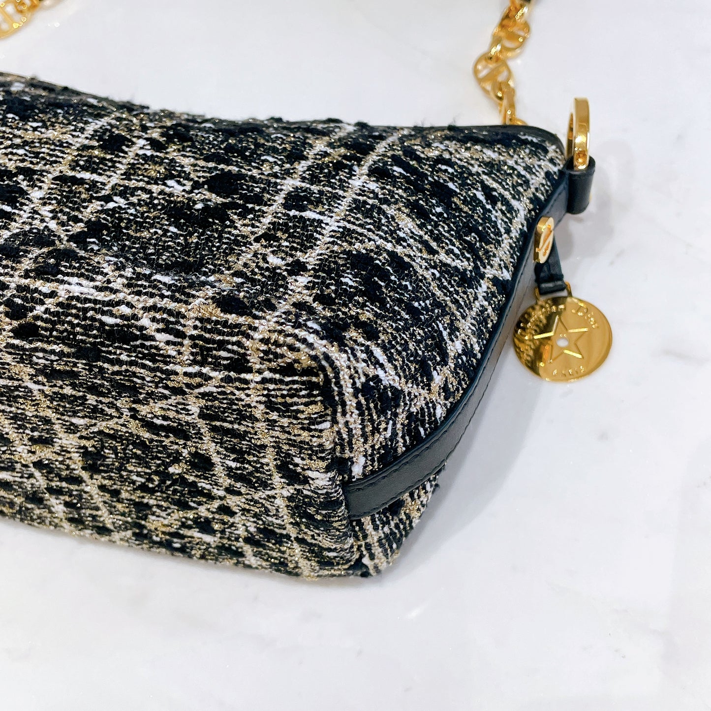 Dior Diorstar Hobo Bag In Black Tweed Cannage Motif