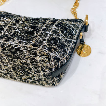 Dior Diorstar Hobo Bag In Black Tweed Cannage Motif