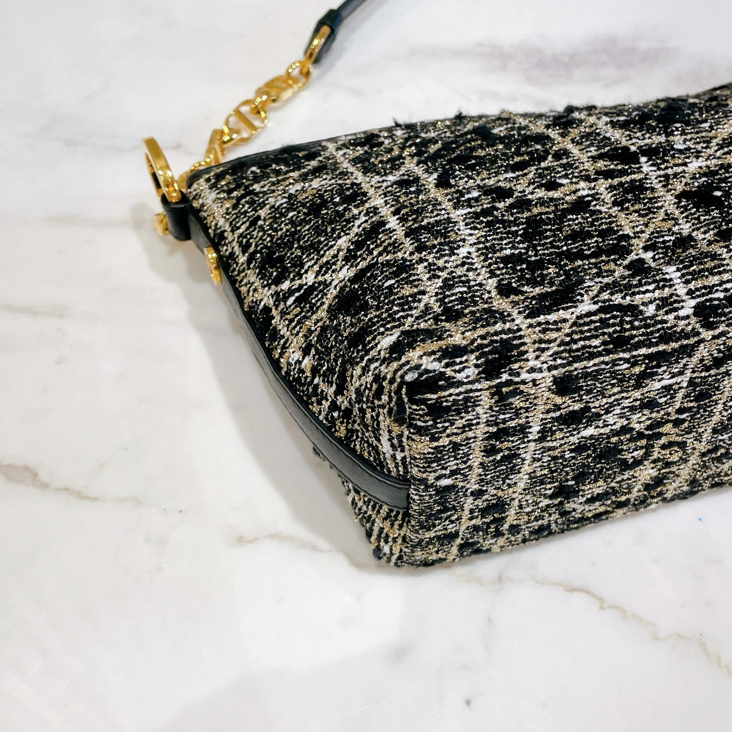 Dior Diorstar Hobo Bag In Black Tweed Cannage Motif