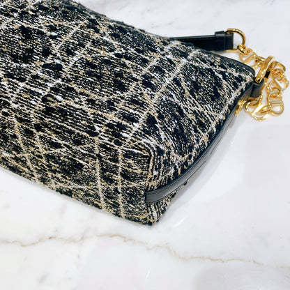 Dior Diorstar Hobo Bag In Black Tweed Cannage Motif