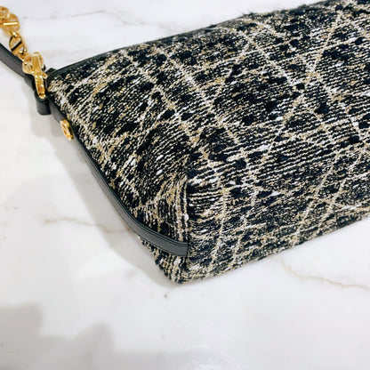 Dior Diorstar Hobo Bag In Black Tweed Cannage Motif