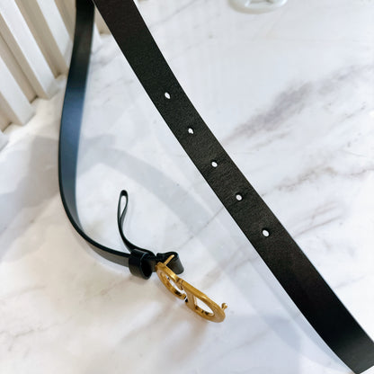 Dior Saddle Belt in Black Calfskin GHW