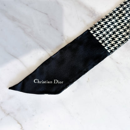 Dior 30 Montaigne Mitzah Scarf Black and White Silk Twilly