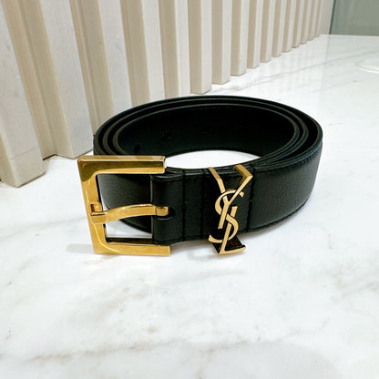 YSL Cassandre Slim Leather Belt in GHW