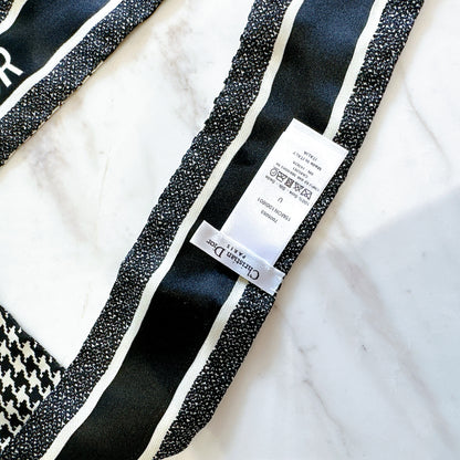 Dior 30 Montaigne Mitzah Scarf Black and White Silk Twilly