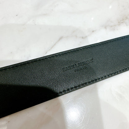 YSL Cassandre Slim Leather Belt in GHW