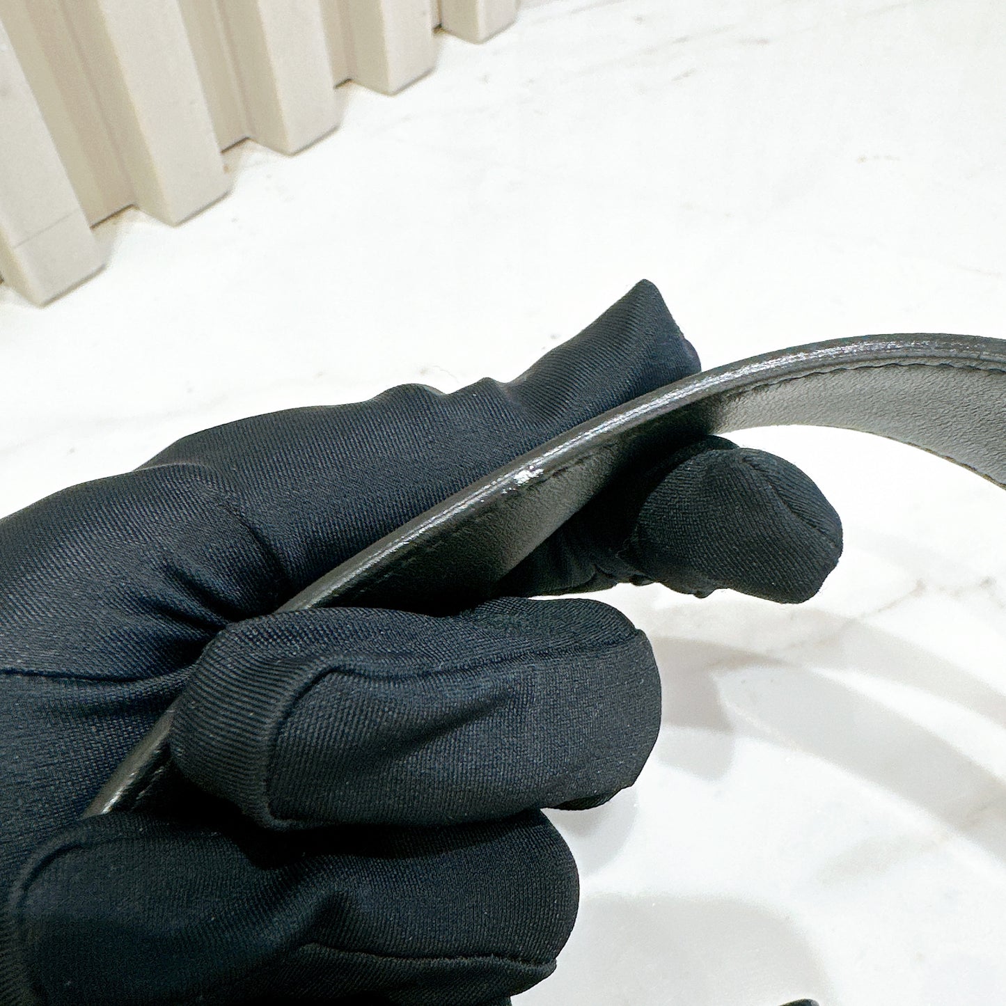 YSL Cassandre Slim Leather Belt in GHW