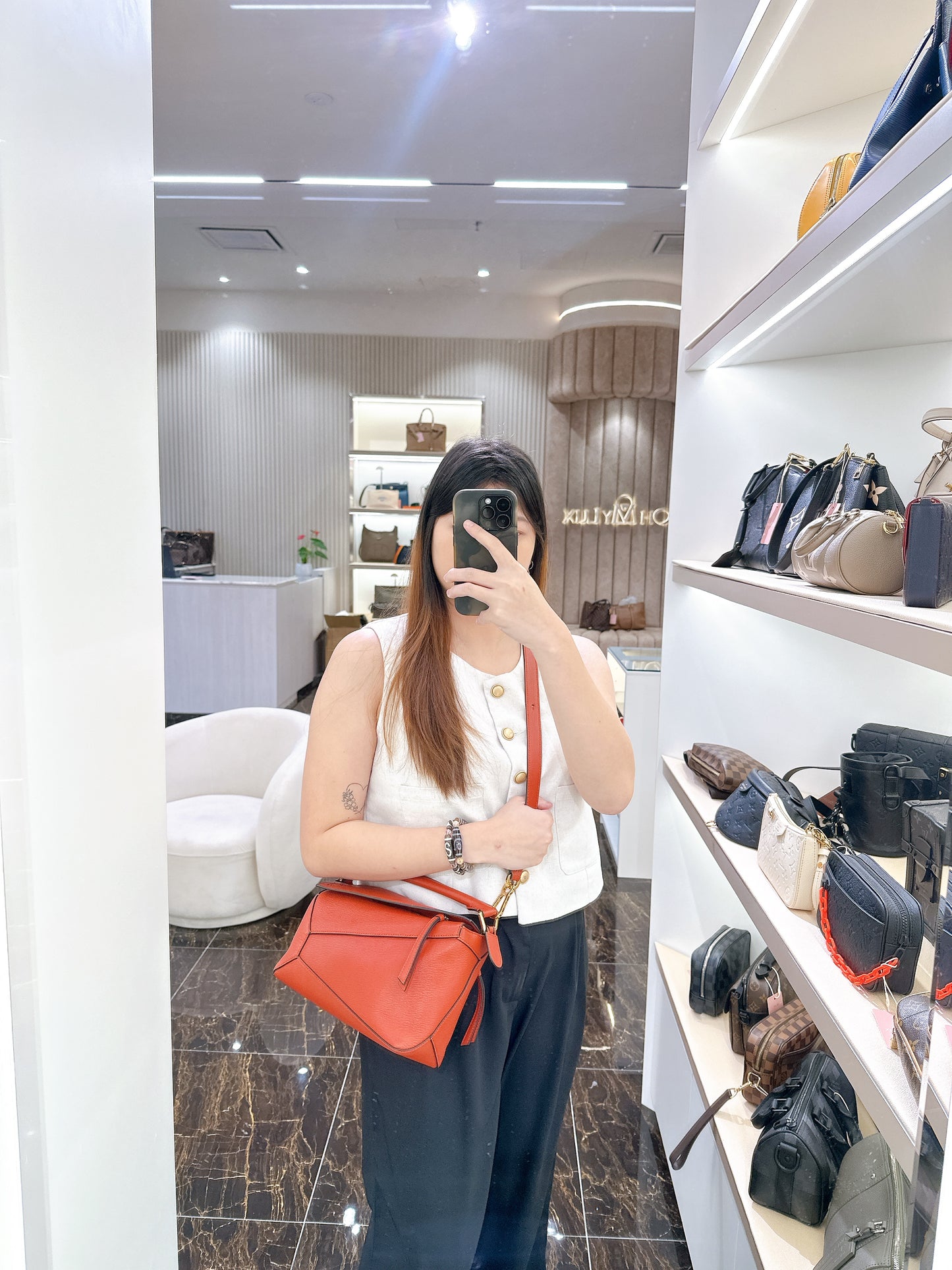 Loewe Small Puzzle in Orange Red