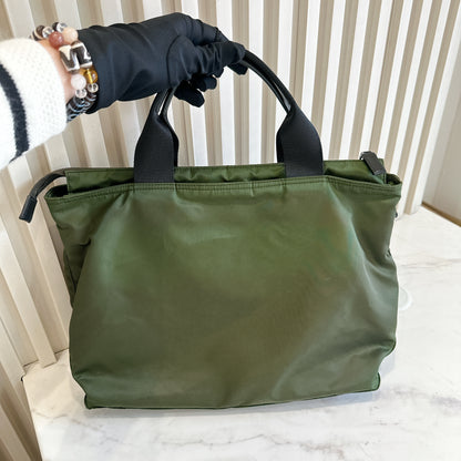 Prada Tessuto Nylon Tote Bag In Army Green