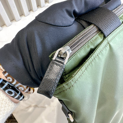 Prada Tessuto Nylon Tote Bag In Army Green