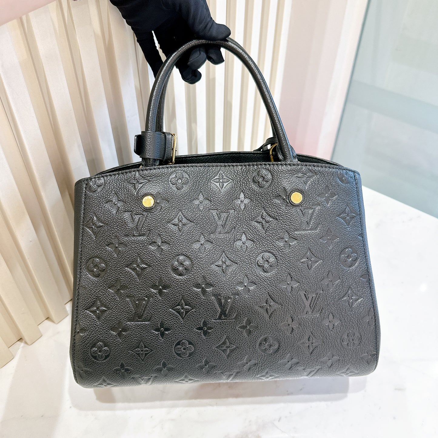 LV Montaigne MM in Black Empreinte Leather