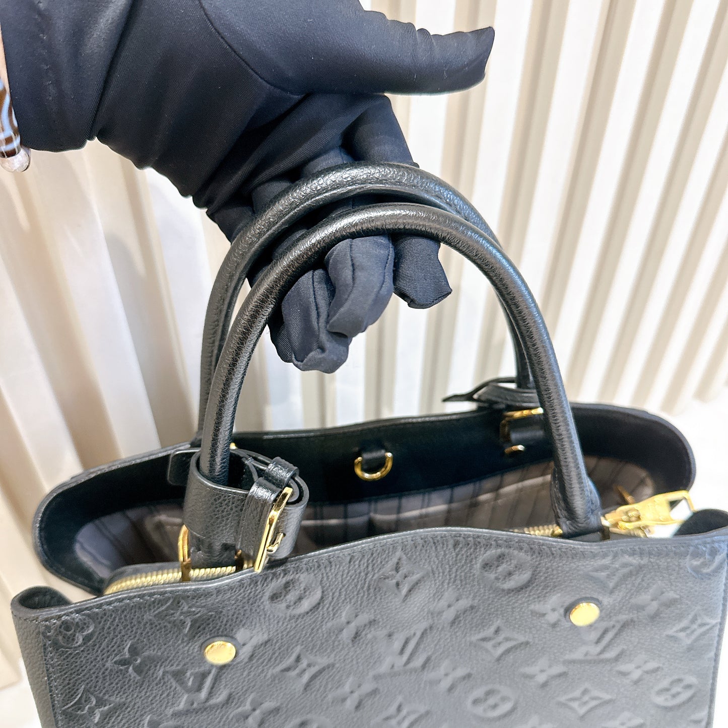 LV Montaigne MM in Black Empreinte Leather