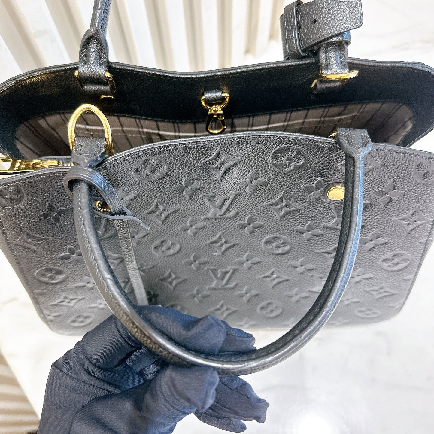 LV Montaigne MM in Black Empreinte Leather