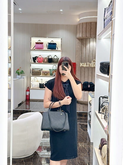 LV Montaigne MM in Black Empreinte Leather