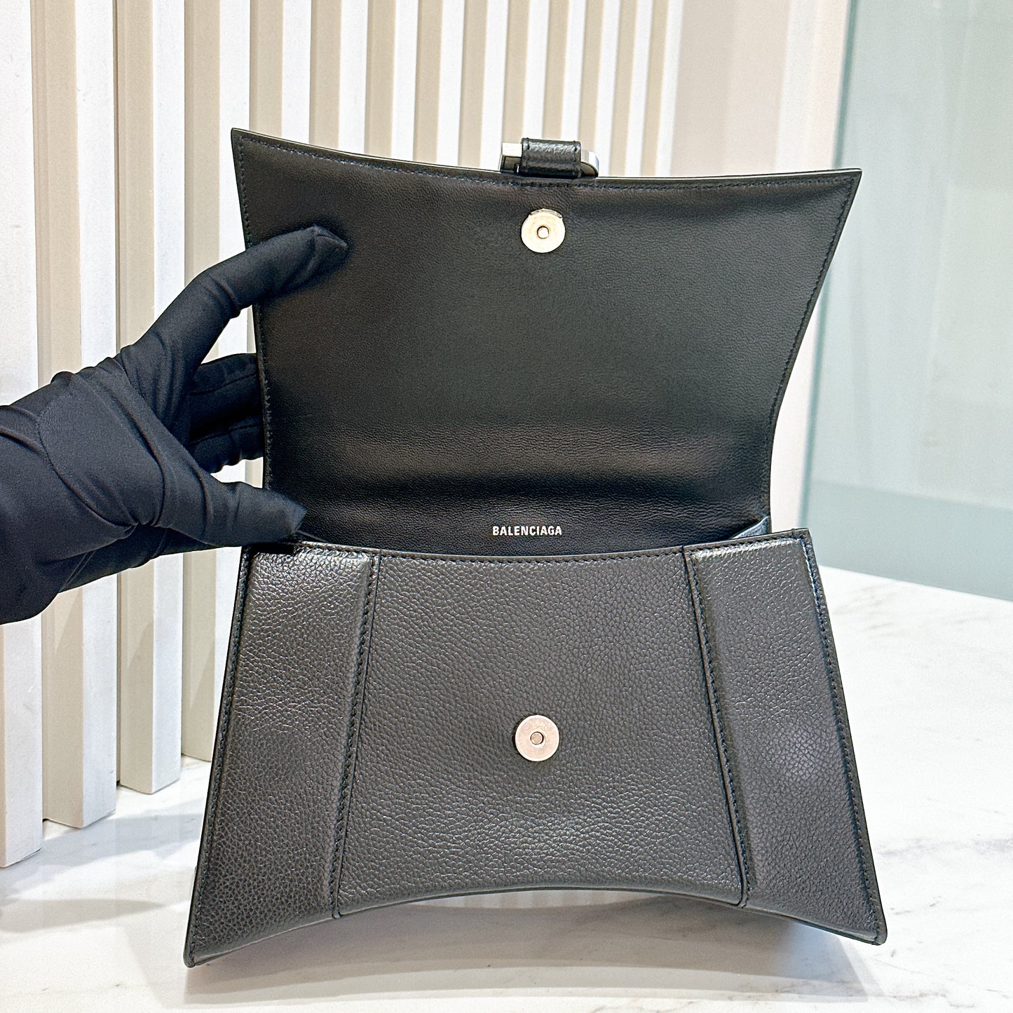 Balenciaga Hourglass Black Small in Calfskin