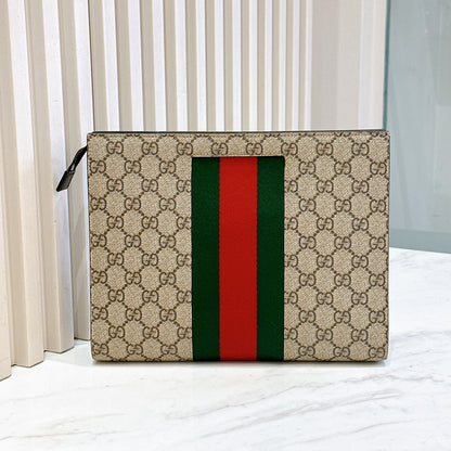 Gucci GG Supreme Web Pouch Beige/Ebony