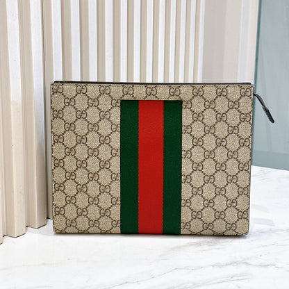 Gucci GG Supreme Web Pouch Beige/Ebony