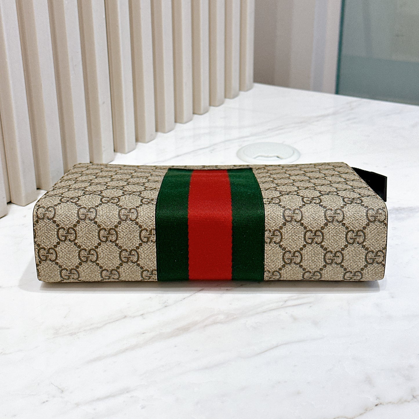 Gucci GG Supreme Web Pouch Beige/Ebony