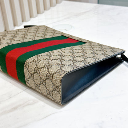 Gucci GG Supreme Web Pouch Beige/Ebony