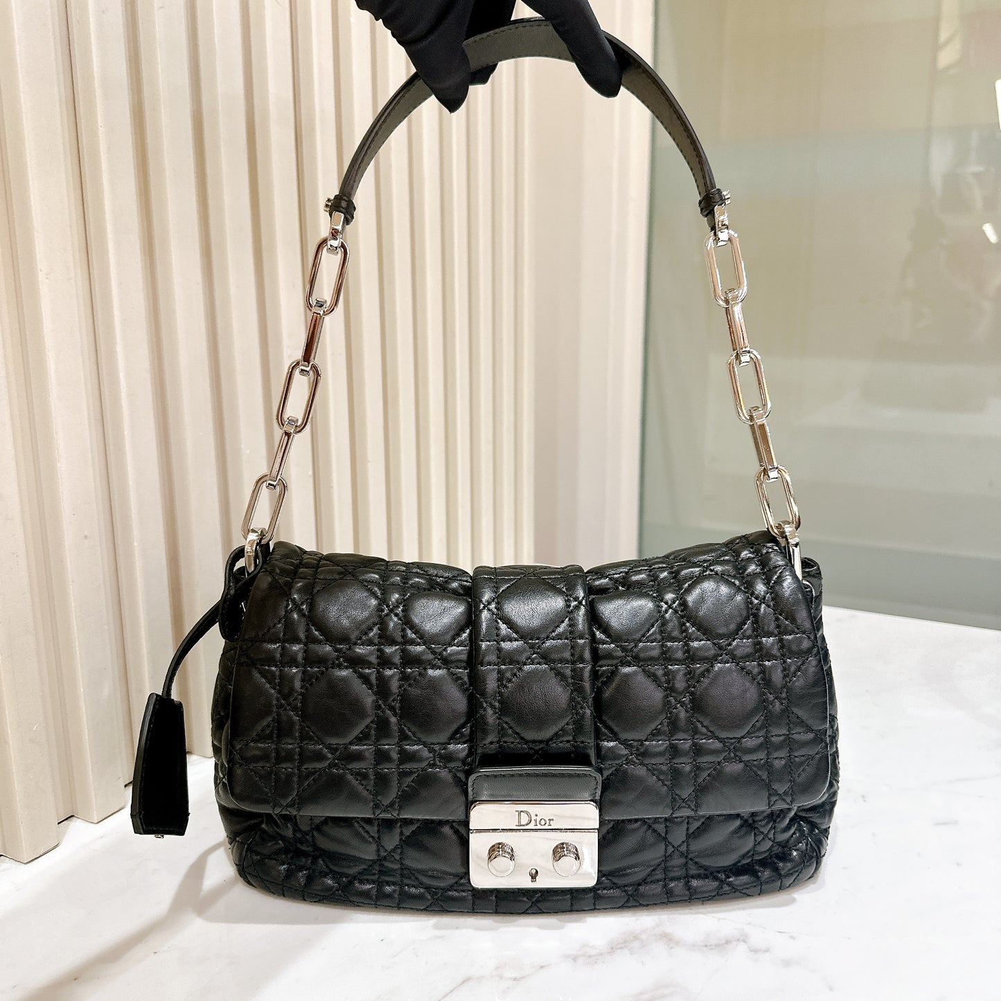 Dior New Lock Cannage Shoulder Bag in Black