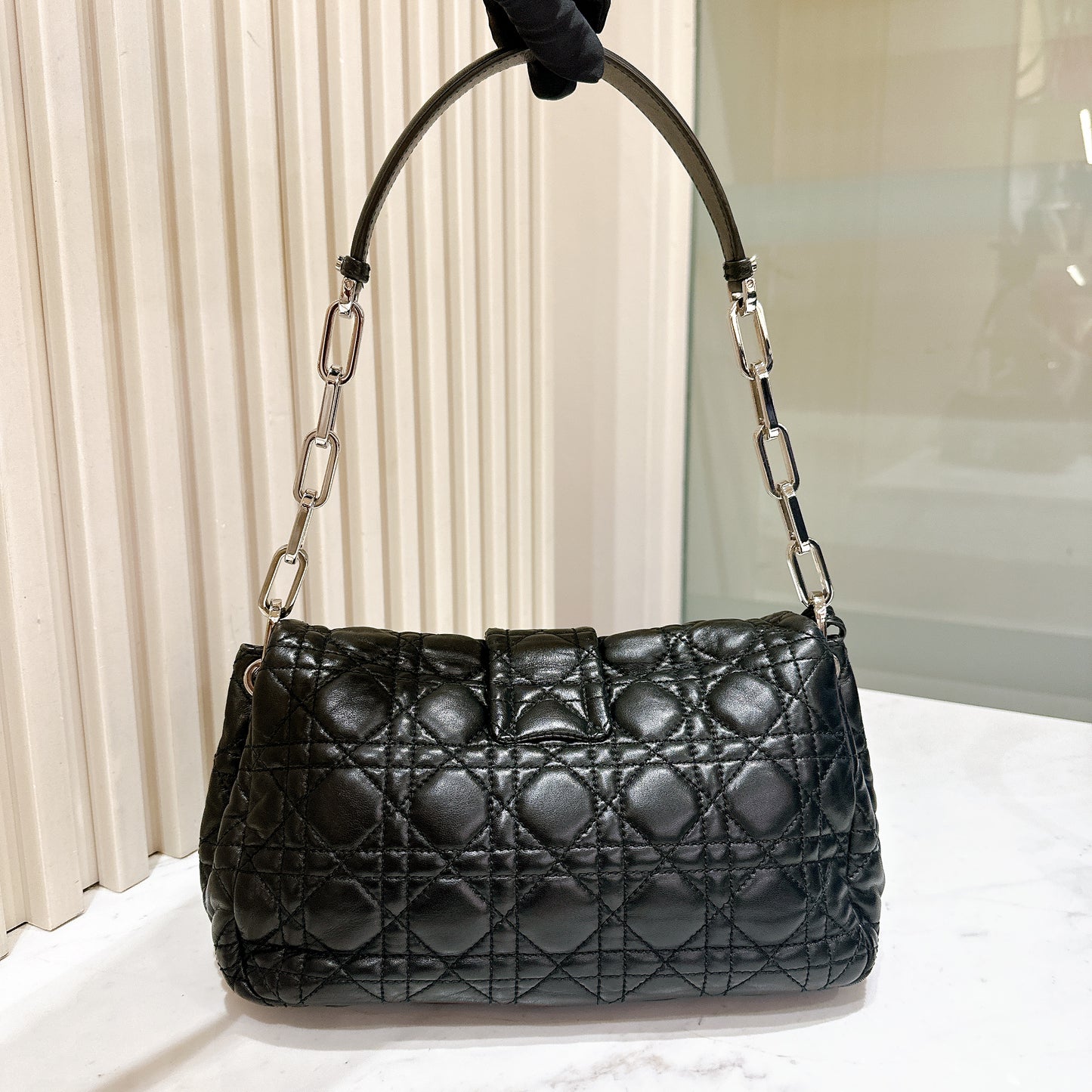 Dior New Lock Cannage Shoulder Bag in Black