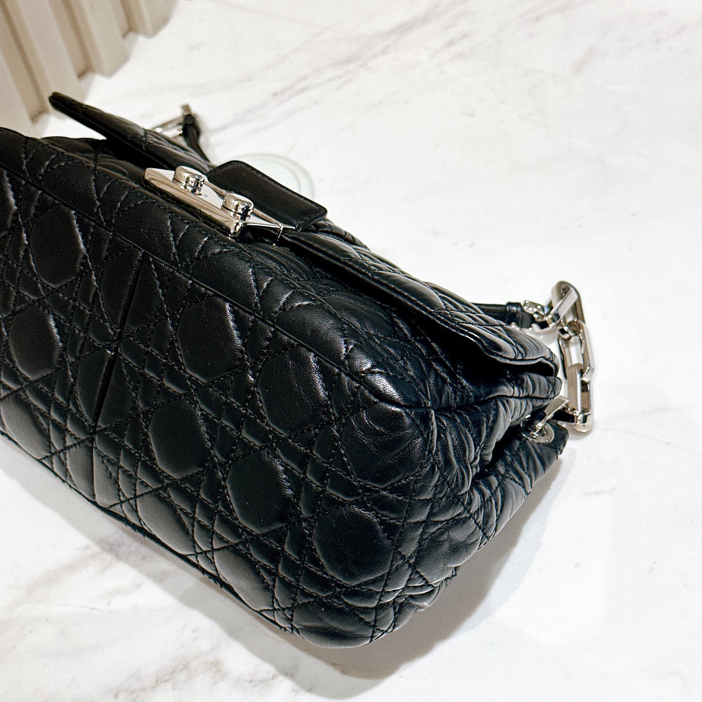 Dior New Lock Cannage Shoulder Bag in Black
