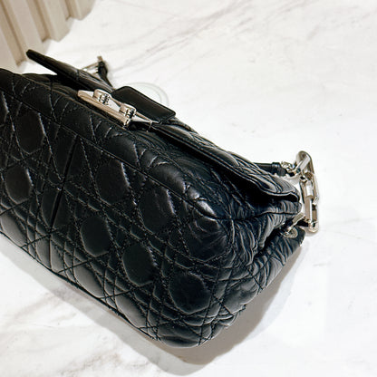 Dior New Lock Cannage Shoulder Bag in Black