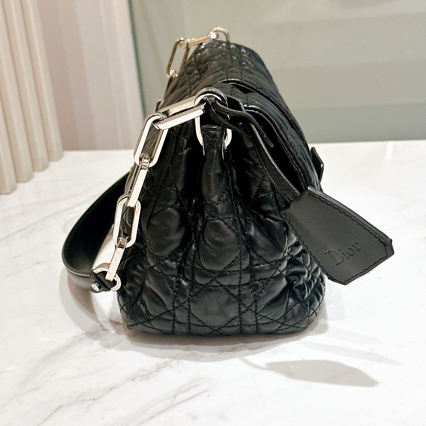 Dior New Lock Cannage Shoulder Bag in Black