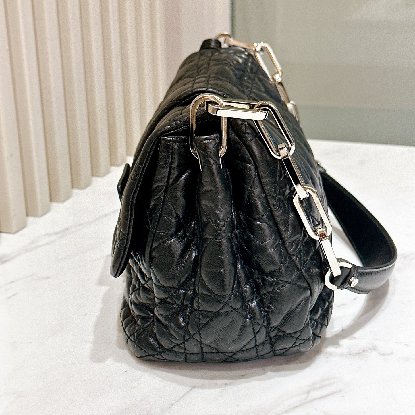 Dior New Lock Cannage Shoulder Bag in Black