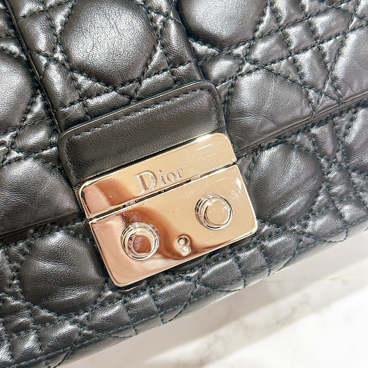 Dior New Lock Cannage Shoulder Bag in Black