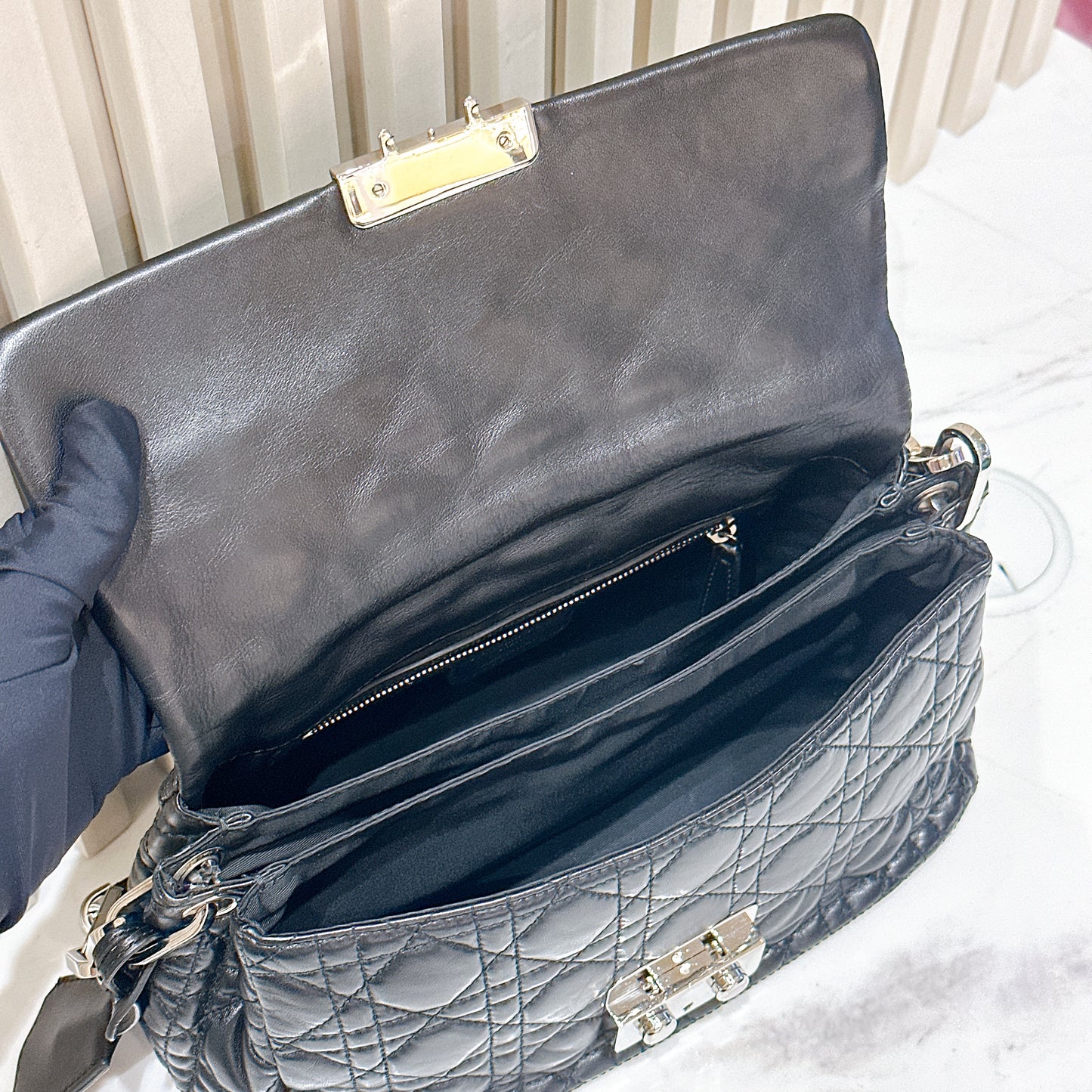 Dior New Lock Cannage Shoulder Bag in Black