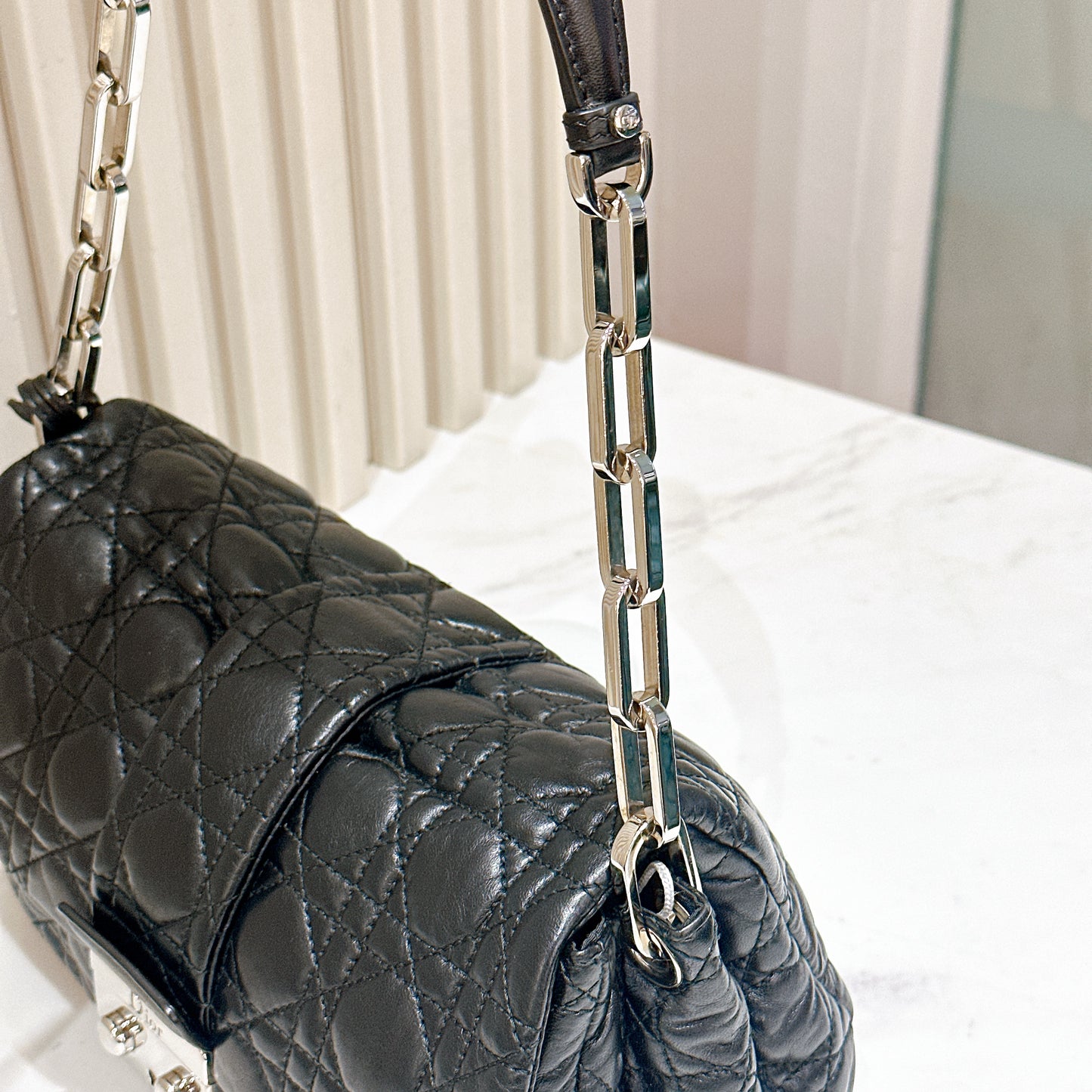 Dior New Lock Cannage Shoulder Bag in Black