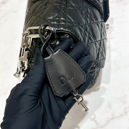 Dior New Lock Cannage Shoulder Bag in Black