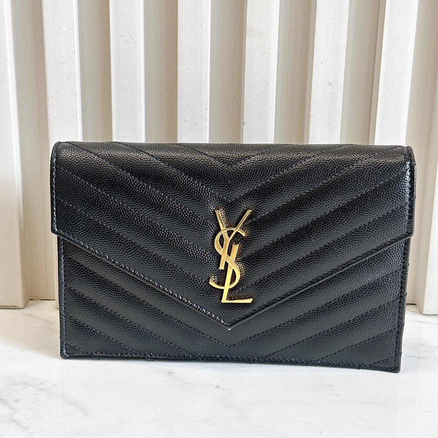 YSL Wallet On Chain Small in Black GHW