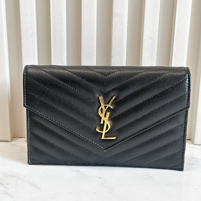YSL Wallet On Chain Small in Black GHW