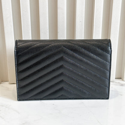 YSL Wallet On Chain Small in Black GHW