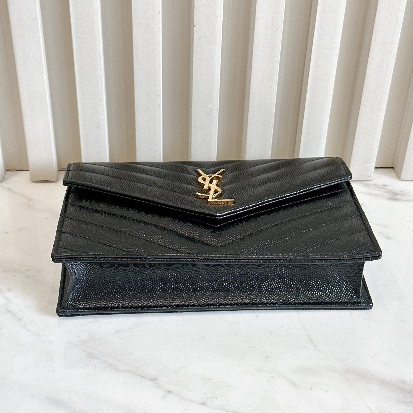 YSL Wallet On Chain Small in Black GHW