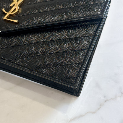 YSL Wallet On Chain Small in Black GHW