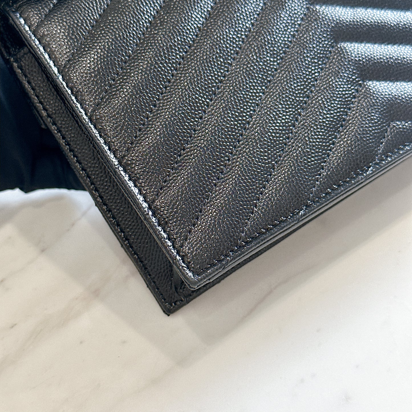 YSL Wallet On Chain Small in Black GHW