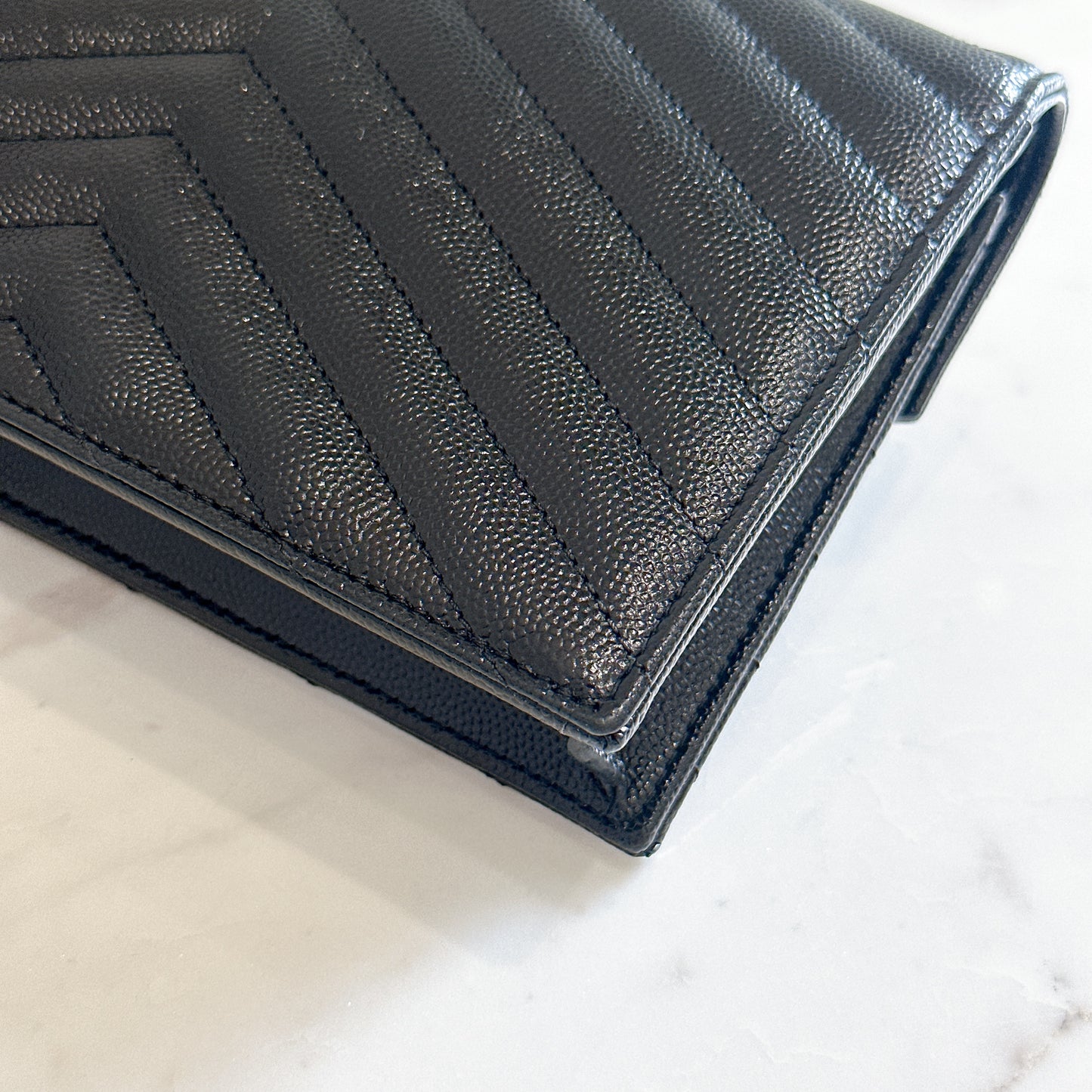 YSL Wallet On Chain Small in Black GHW