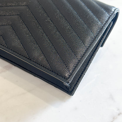 YSL Wallet On Chain Small in Black GHW
