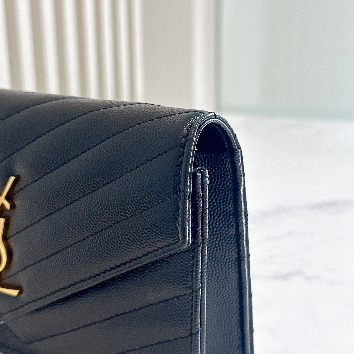 YSL Wallet On Chain Small in Black GHW