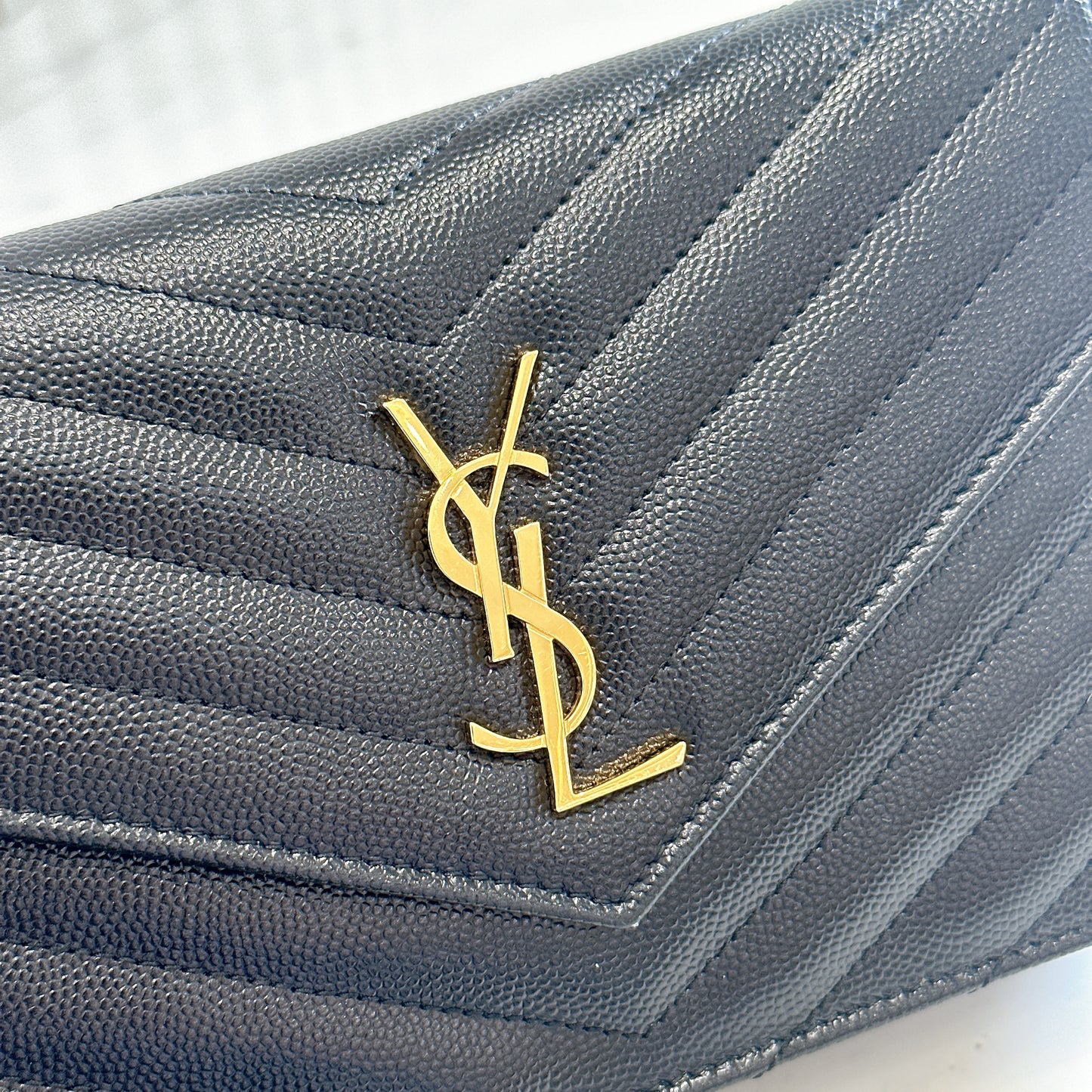 YSL Wallet On Chain Small in Black GHW