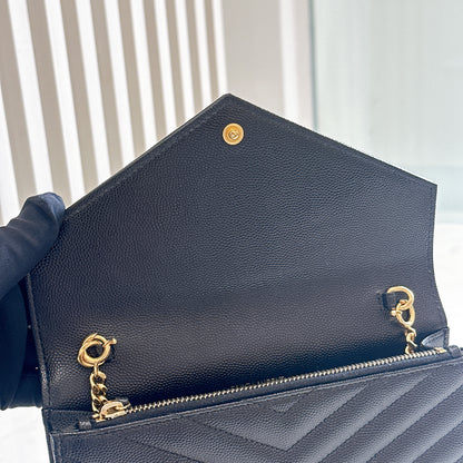 YSL Wallet On Chain Small in Black GHW